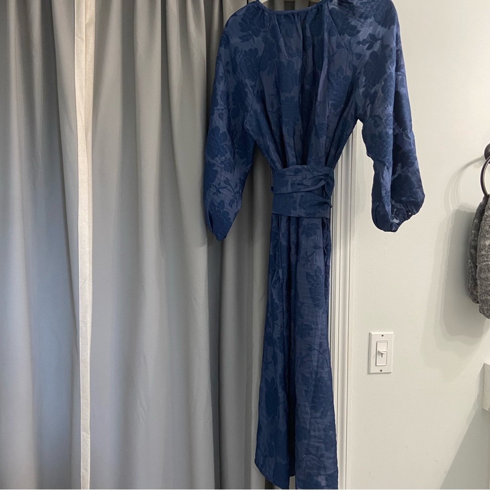 NWT Blue Boho Puff Sleeve Dress with Sash XS - Picture 10 of 11